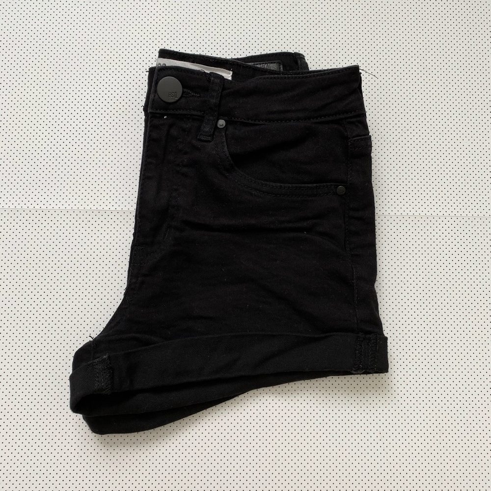 Black denim shorts